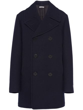 Prada double-breasted wool-blend peacoat - Blue
