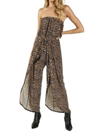 Honey Punch Born To Be Wild Leopard Jumpsuit In Brown Multi