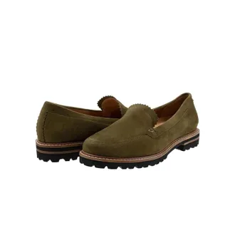 Trotters Womens Trotters Fayth Loafers Green Suede Lug Sole Slip On Shoes ZAP1681