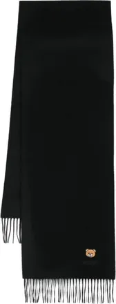 Moschino Teddy Bear-patch scarf - unisex - Merino - One Size - Black