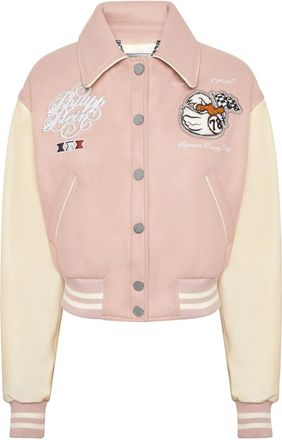 Philipp Plein Bomber Jacket College PP Duck - Dames - Bomber jackets - Roze - L - Wol - Jassen