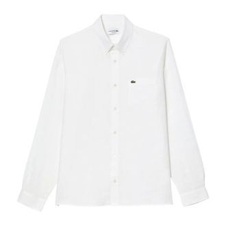 Lacoste Casual Shirts, male, White, Size: 3XL Linen Shirt Regular Fit