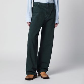 Miu Miu Pantaloni verde bottiglia in gabardine