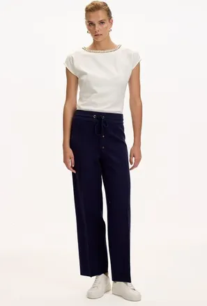 Exquise Drawstring Knitted Trousers in Navy Blue at Nordstrom, Size Medium