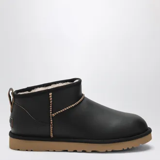 UGG Classic Ultra Mini Contrast Black Leather Boots