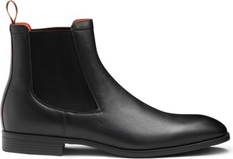 Santoni Black Leather Chelsea Ankle Boots