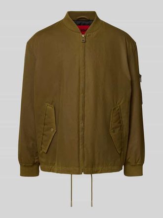 HUGO BOSS Regular Fit Bomberjacke aus reiner Baumwolle in Oliv, Gr&ouml;&szlig;e XXL