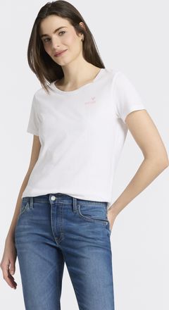 Mustang T-Shirt MUSTANG, Damen, Gr. XL, general wei&szlig;, Jersey, Obermaterial: 100% Baumwolle, normal normal, Rundhals, Shirts T-Shirt, Trageangenehme Baumwollqu