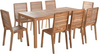 Beliani Conjunto de comedor 8 personas de madera marr&oacute;n