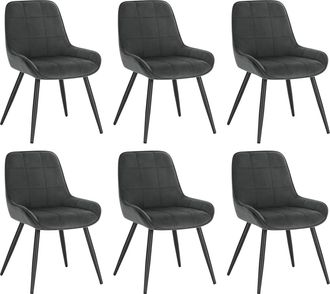 Woltu 6x Sillas De Comedor Silla Ergon&oacute;mica Con Respaldo Silla De Terciopelo En Estructura Metal Sillas Para Dormitorio Sal&oacute;n Comedor Y Cocina Gris Oscuro -
