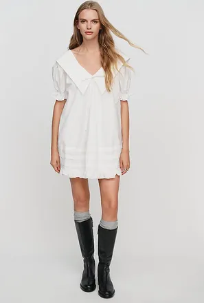 Lisa Says Gah 100% Cotton Puff-Sleeve Mini Dress