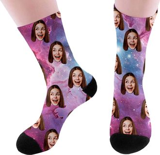 Generic Personalised Socks with Photo Fashion Funny Custom Face Socks Personalised Sock with Dog Pet and Heart Picture Unisex Print Crew Sock Valentines Day G