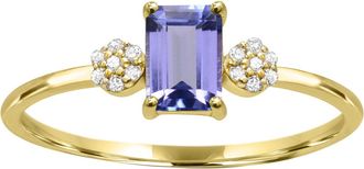 Diamond2Deal 10K Yellow Gold Tanzanite and Diamond Engagement Ring ( 0.65Ct)