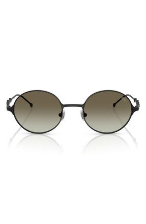 Diesel 49mm Small Round Sunglasses in Powder Black /Green Gradient at Nordstrom
