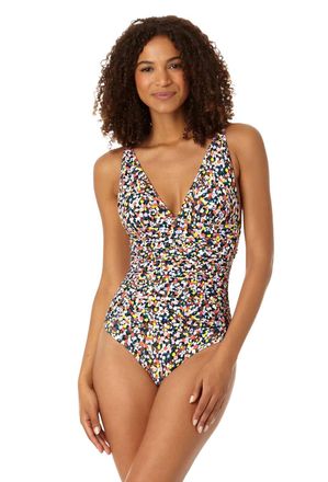 Anne Cole Soft Band Shirred One Piece Swimsuit In Confetti