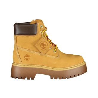 Timberland Leren enkellaarsjes met blokhak - Dames - Schoenen - Bruin - Maat: 36 EU Leer