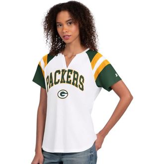 Starter Womens Starter White Green Bay Packers Game On Notch Neck T-Shirt at Nordstrom, Size X-Large
