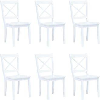 vidaXL Vidaxl - Sillas De Comedor 6 Unidades Madera Maciza De Caucho Blanco