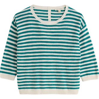 Seasalt Cornwall Knavock Stripe Organic Cotton & Linen Sweater in Mini Cornish Deep Dive at Nordstrom, Size 16 Us