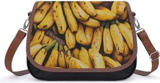 Generic Yellow Bananas Crossbody Bags for Women Fashion Leather Shoulder Handbags With Adjustable Strap