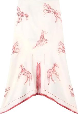 R&oacute;he Silk Ballpoint Horse Barolo Midi Rok - Dames - Midirokken - Wit - S - Rokken