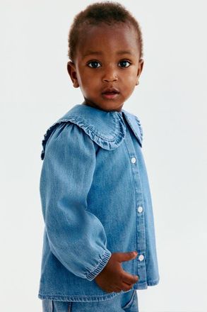 H&M Blouse With Collar in Denim Blue at Nordstrom, Size 12-18M