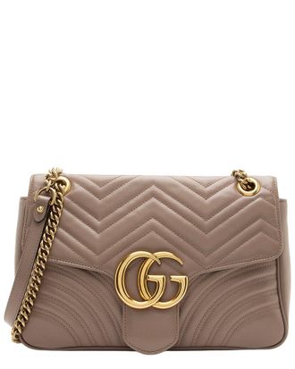Gucci Beige Leather GG Marmont Large Flap Bag (Authentic Pre-Loved)