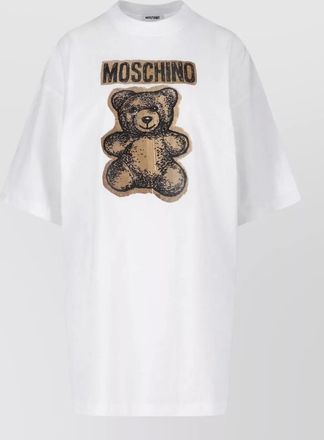 Moschino crew neck graphic print knee length top