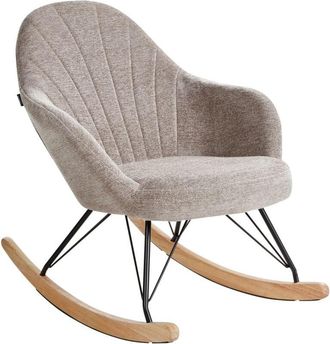 Beliani Beliani - Rocking Chair Fabric Polyester Seat Metal Wooden Legs Skates Modern Design Taupe Skale