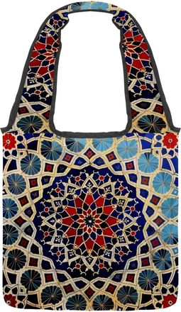 Generic Pattern of Islam Reversible Canvas Shoulder Tote - Double-Sided Print, 12oz Cotton, 27cm Drop, Fold-Flat Bag for Travel, Shopping, Street Outings