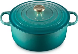 LE CREUSET Signature 7.25-Quart Round Enamel Cast Iron Dutch Oven in Riviera at Nordstrom