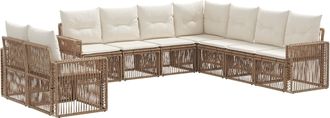 vidaXL Conjunto De Sof&aacute;s De Jard&iacute;n 9 Uds. Beige Y Blanco Crema Vidaxl