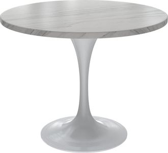 Leisure Mod 36 Round Dining Table, White Base with Sintered Stone White Top