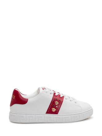 Versace Red Studded Greca Sneakers