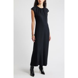 Nordstrom Shirred Cap Sleeve Maxi Dress in Black at Nordstrom Rack, Size Xx-Small