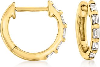 RS Pure by Ross-Simons Diamond Huggie Hoop Earrings in 14kt Yellow Gold