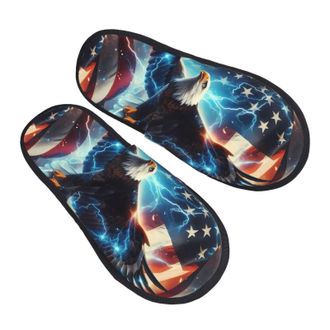 Generic Warm Slipper American Flag Eagle Home Slipper Classic Scuff Slippers Comfortable House Shoes For Travel Bedroom Party M