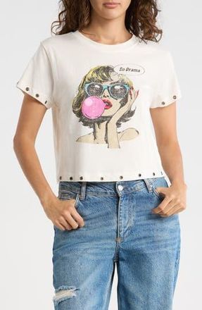 Madden Girl Grommet Hem Graphic T-Shirt in Whisper White Combo at Nordstrom Rack, Size X-Large