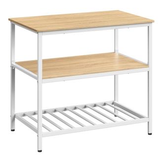 Vasagle Isla de cocina de 3 niveles de color beige y blanco