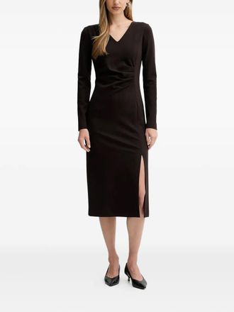 Liviana Conti Filippa midi-jurk met V-hals en zijsplit - Bruin