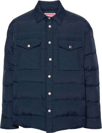 Kenzo classic-collar quilted shirt jacket - men - Nylon/Nylon - M - Blue
