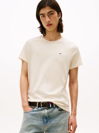 Tommy Jeans TJM ESSENTIAL SOLID TEE mit Rundhalsausschnitt und dezenter Logo-Flag