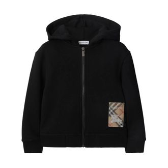 Burberry Kids Sweatshirts, male, Black, 10 Y, Kids Black Jumper with Checked Patch