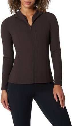 90 Degree by Reflex Brisa Interlock Flared Full Zip Sweatshirt in Chocolate Mousse at Nordstrom Rack, Size X-Small