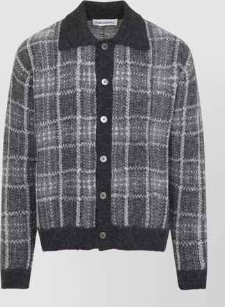 Our Legacy alpaca wool checked long-sleeve polo shirt