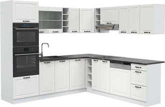 Vicco Cocina Esquinera R-line, Casa De Campo Blanca/blanca, 237 X 247 Cm, Et Antracita