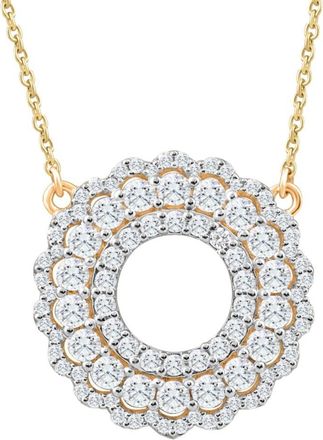 Pompeii3 1Ct TW Diamond Circle Pendant Womens Lab Grown 18mm Wide 18 Necklace