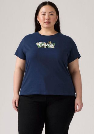 Levi's Plus T-Shirt LEVIS PLUS PL PERFECT TEE, Damen, Gr. XXXL (54/56), plus p2 daisy bw fill navy blazer, Single Jersey, Obermaterial: 100% Baumwolle, Shirts T-S