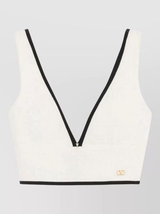 Valentino Garavani canestrello cotton tweed v neck top