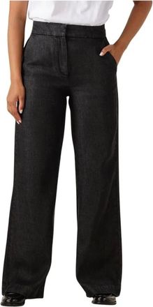 Another Label Jeans, Dames, Zwart, S, Denim, Zwarte Wijde Denim Broek